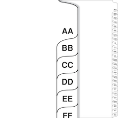 Individual Side Letter Size Alphabetic AA-ZZ Tabs 1/26th Cut-25/