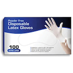 Disposable Latex Gloves, Powder Free (100 Gloves Per Box)